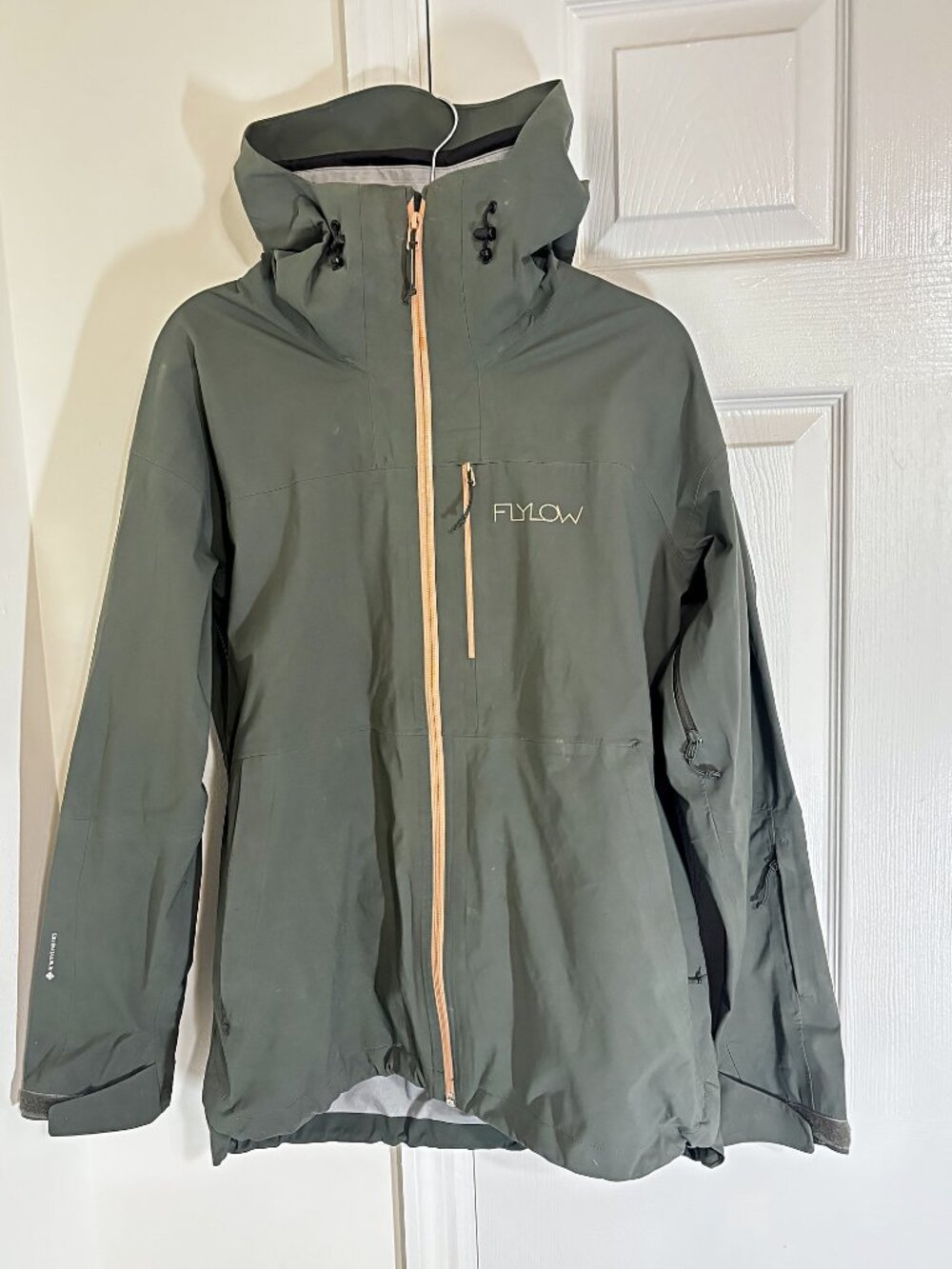 Flylow Lucy Jacket Women's M 3-Layer Waterproof Ski Shell Hooded Green Peach